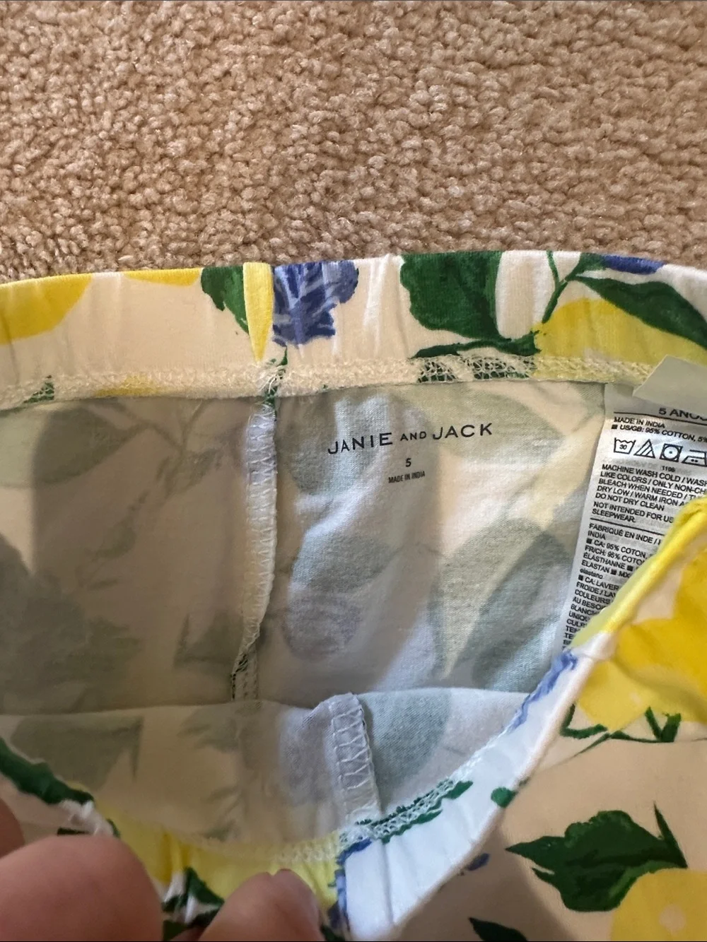 Janie and Jack White Top with Lemon Print Leggings